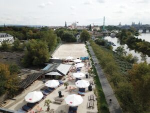 Drohnenaufnahme vom alten Citybeach Dresden 2017 Citybeach Dresden History